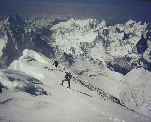 Climbers approach the summit of Mt Everest