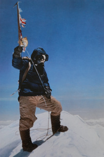 Tenzing Norgay on the Summit of Everest, 29 May, 1953. Photo by Sir Edmund Hillary &copy; Royal Geographical Society
