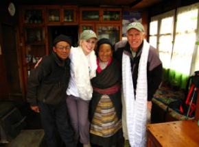 Peter Hillary with his daughter Amelia and longtime friends Ang Dooli and Temba Sherpa in 2008.  Peter calls AngDooli his "Himalayan Aunt"